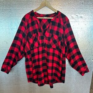 Torrid Harper Style Buffalo Plaid Red and Black Pullover Tunic 3X